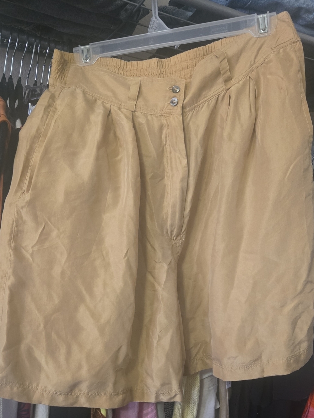 Vintage Forenza 100% Silk High-Waist Tan Women’s Bermuda Shorts